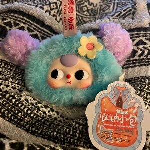 Baby Three Plush Pouches - blue and purple — fits AirPod case, change purse.